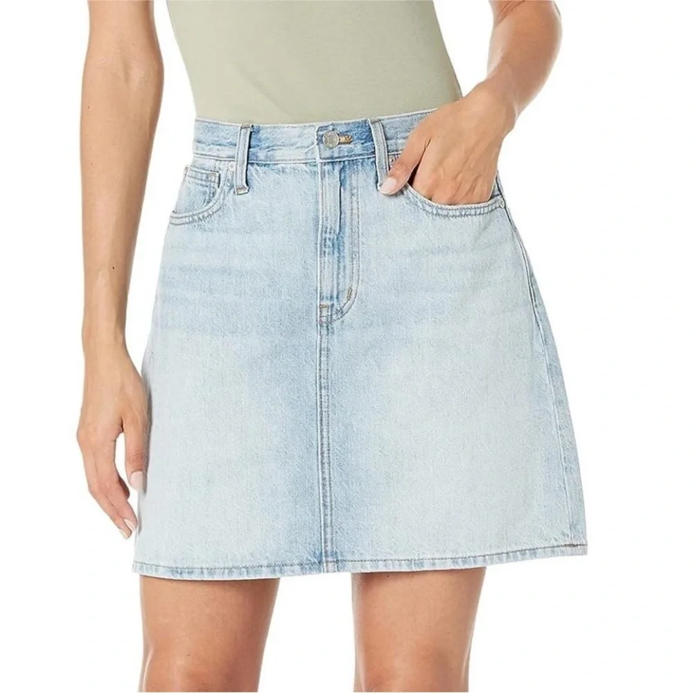 Madewell Rigid Denim A-Line Skirt Sz 24 Light Wash Classic Boho Preppy Casual